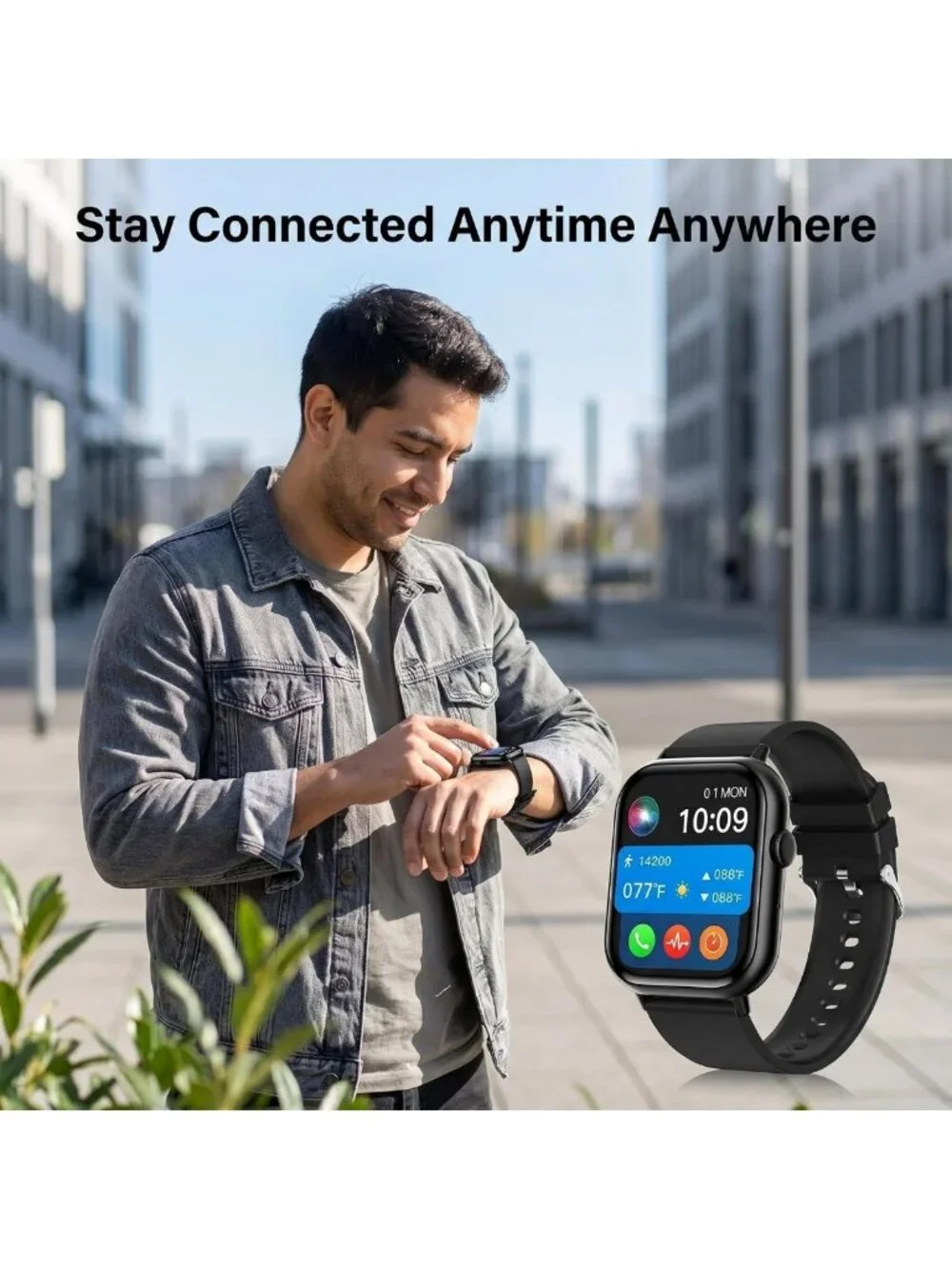 Stylish Smartwatch for Men & Women, Fitness Tracker, HD Touchscreen, Waterproof